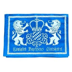 Vintage Scandinavian cotton placemats blue & white lions & crown faded set of 4